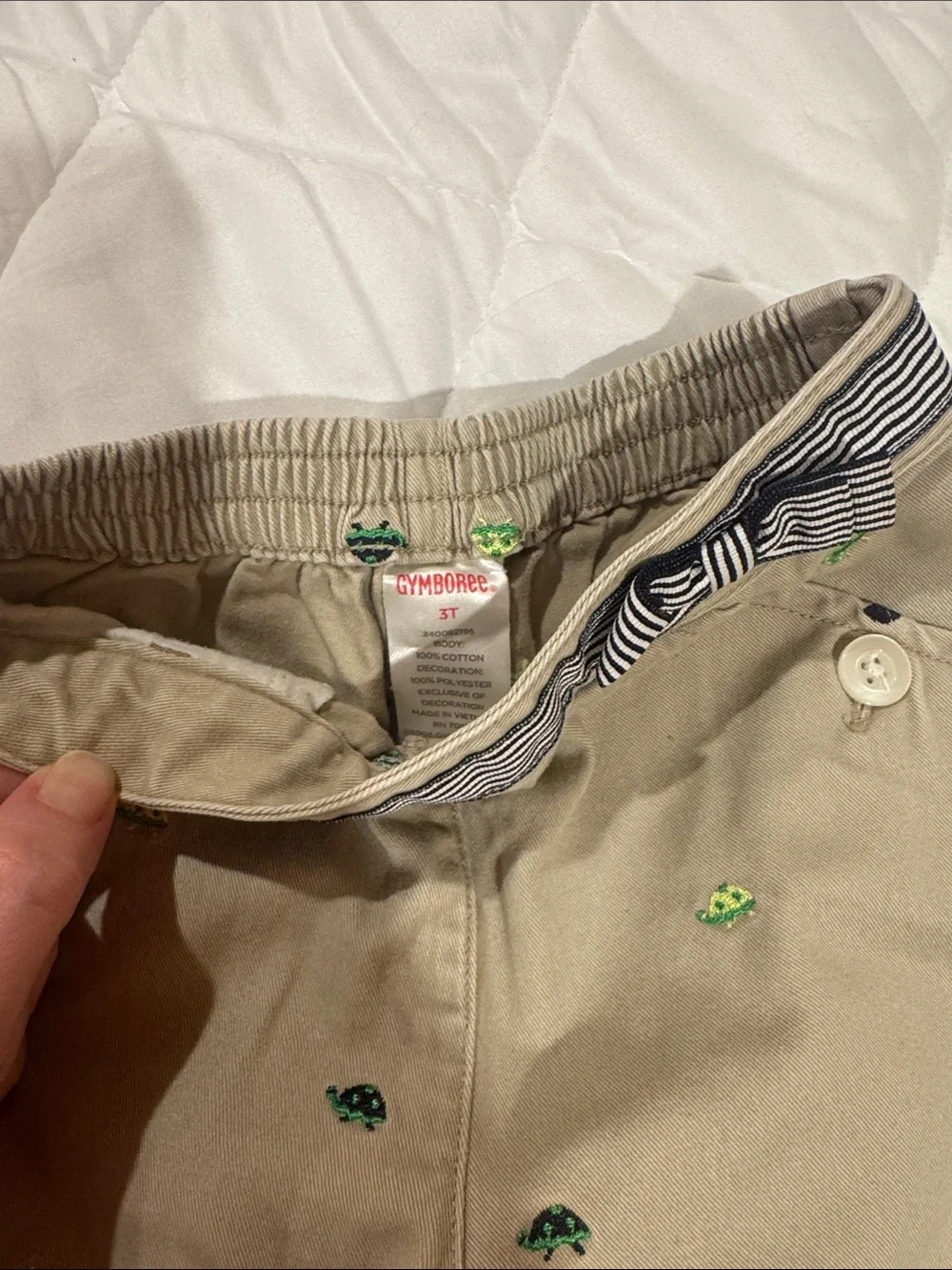 Gymboree Khaki Pants with Green Turtle Embroidery